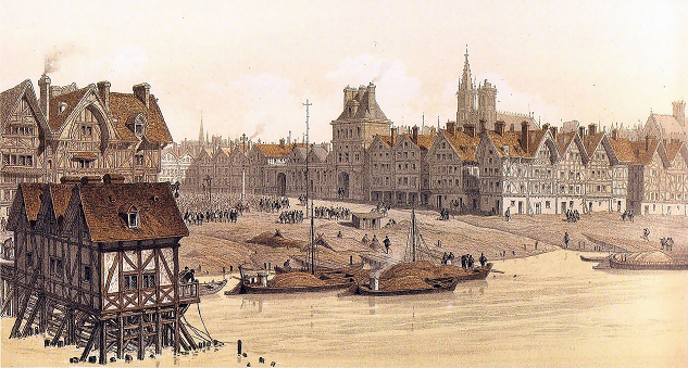 Hôtel de ville et place de Grève vers 1583 - par Theodor Josef Hubert Hoffbauer